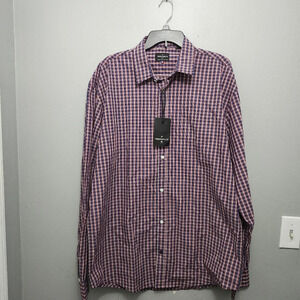 Trouvaille men's button-down shirt size XXL plaid red and blue long sleeve